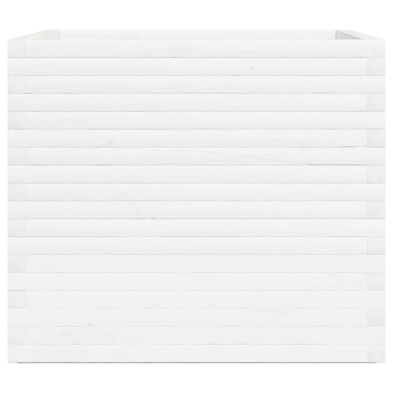 vidaXL dārza puķu kaste, balta, 80x80x72 cm, priedes masīvkoks