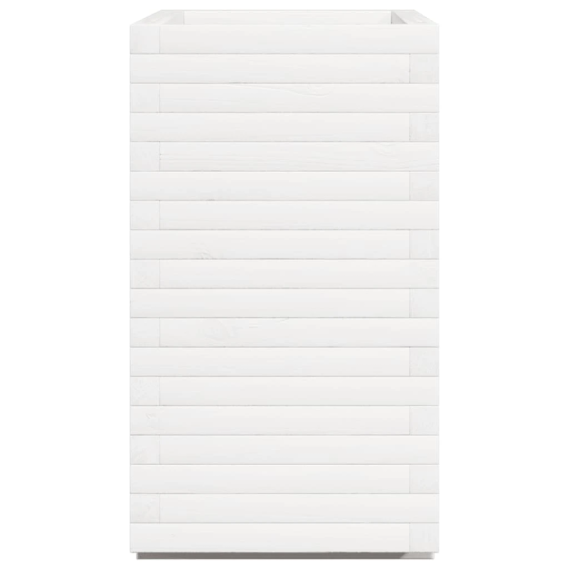 vidaXL dārza puķu kaste, balta, 70x40x72 cm, priedes masīvkoks