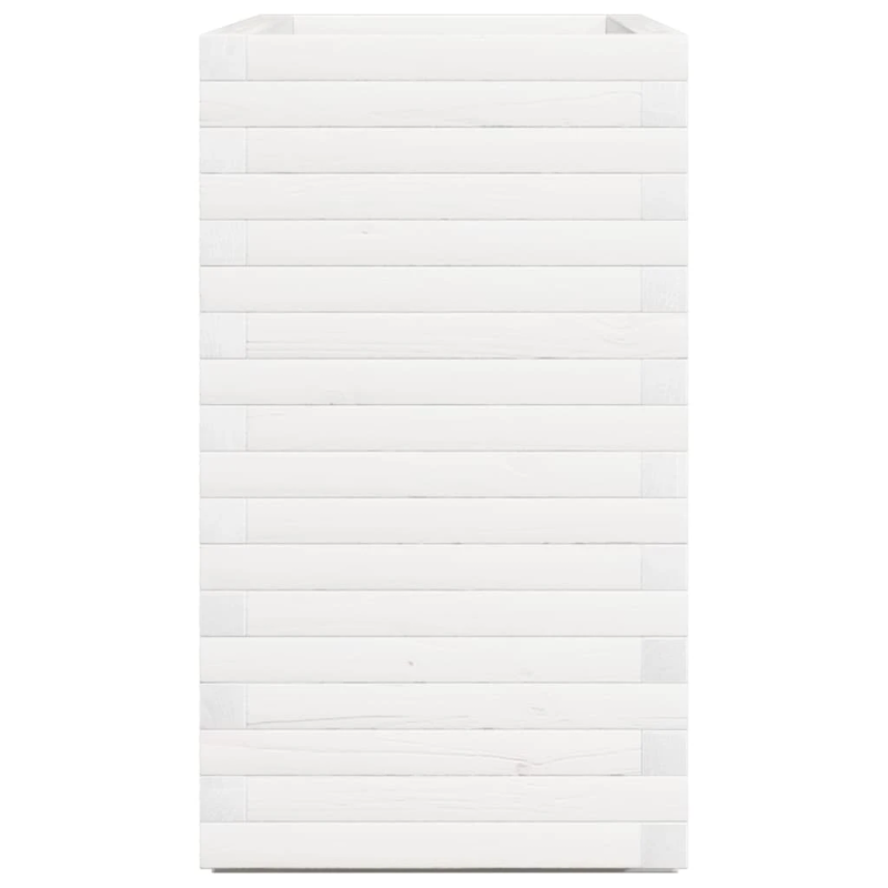 vidaXL dārza puķu kaste, balta, 90x40x72 cm, priedes masīvkoks