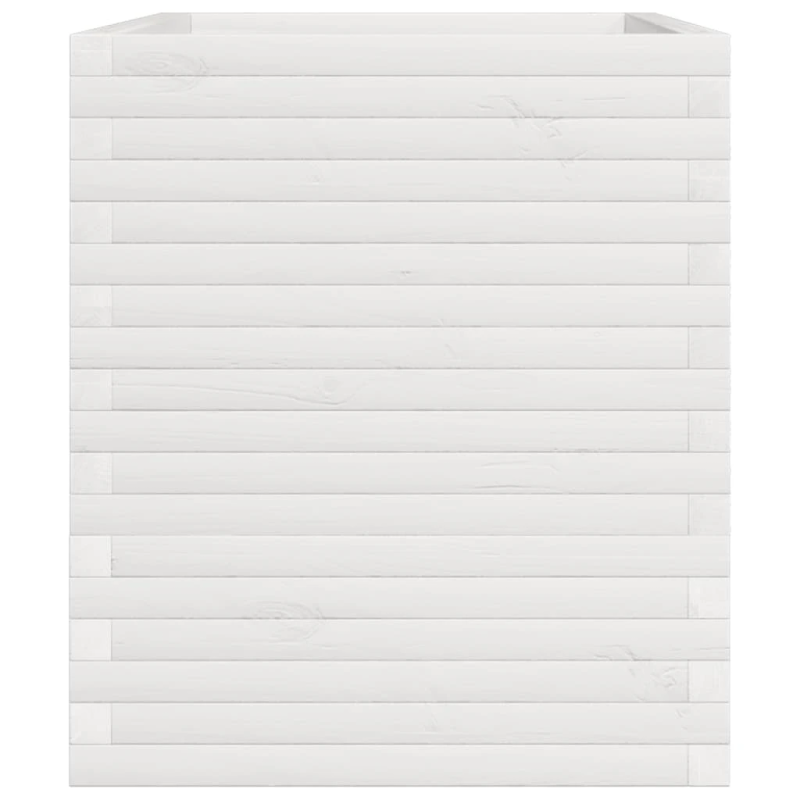 vidaXL dārza puķu kaste, balta, 110x60x72 cm, priedes masīvkoks