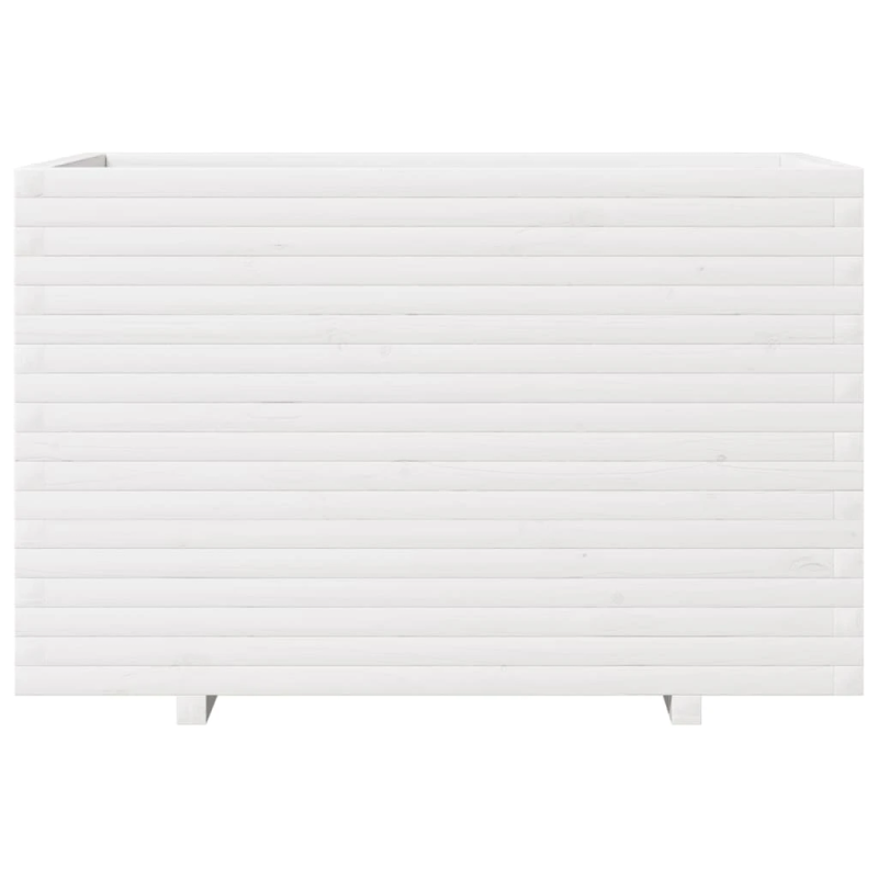 vidaXL dārza puķu kaste, balta, 110x60x72 cm, priedes masīvkoks