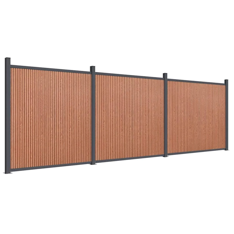 vidaXL žoga panelis, brūns, 526x186 cm, WPC