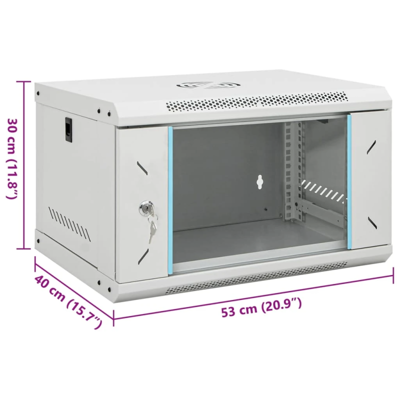 vidaXL 6U sienas tīkla skapis 19" IP20 53x40x30 cm
