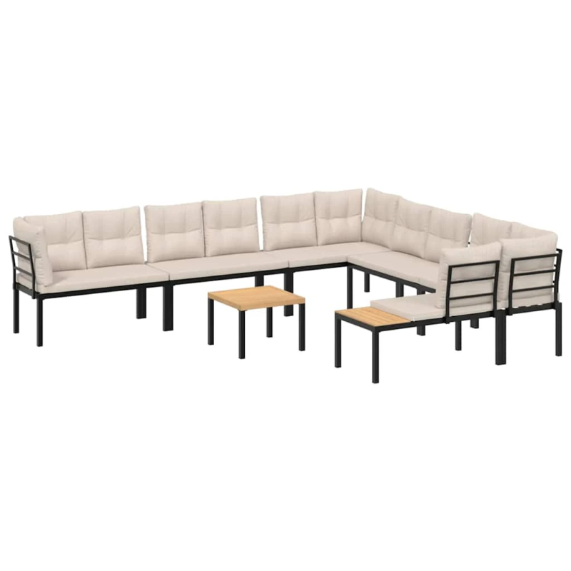 vidaXL 7-daļīgs dārza dīvānu komplekts, ar spilveniem, tērauds