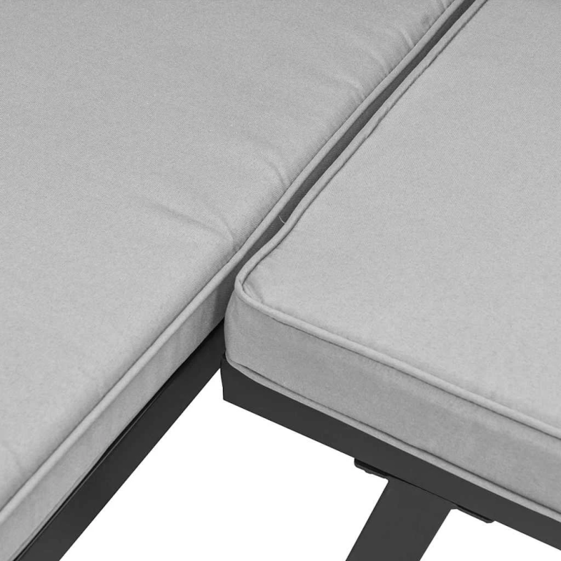 vidaXL dārza dīvānu ar spilveniem, 5 gab, melni, pulverkrāsots tērauds