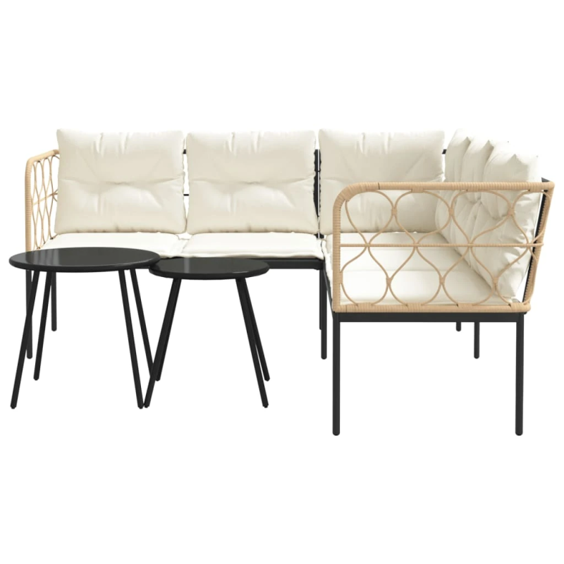 vidaXL dārza dīvāna komplekts ar spilveniem, melns tērauds, tekstilēns