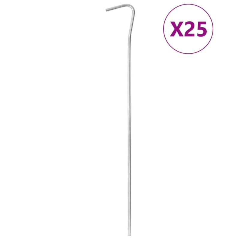 vidaXL telts mietiņi, 25 gab., 23 cm, DIA3 mm, cinkots tērauds