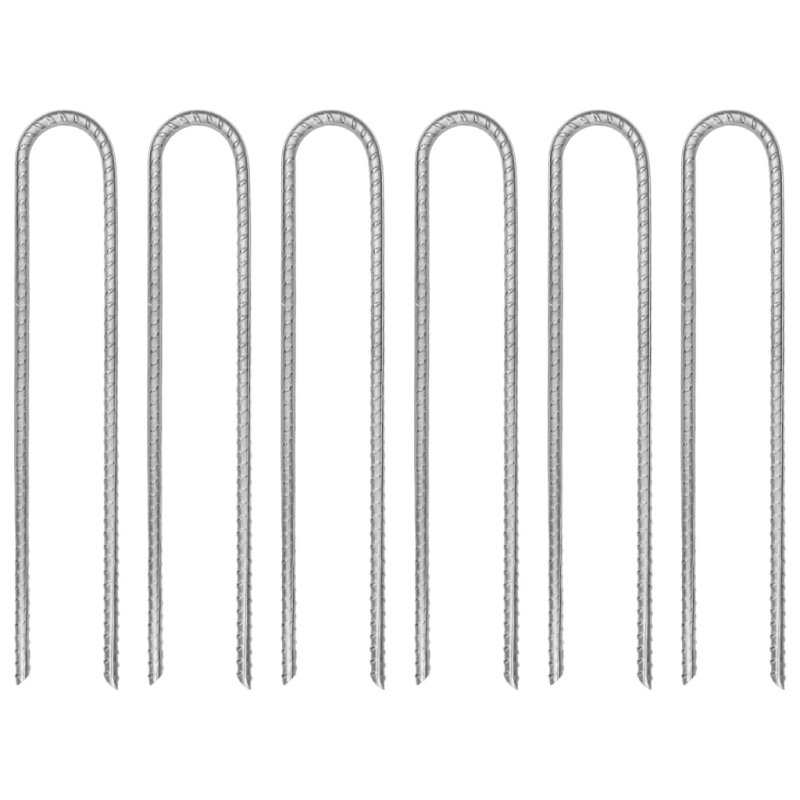 vidaXL telts mietiņi, 6 gab., 30 cm, DIA7 mm, cinkots tērauds