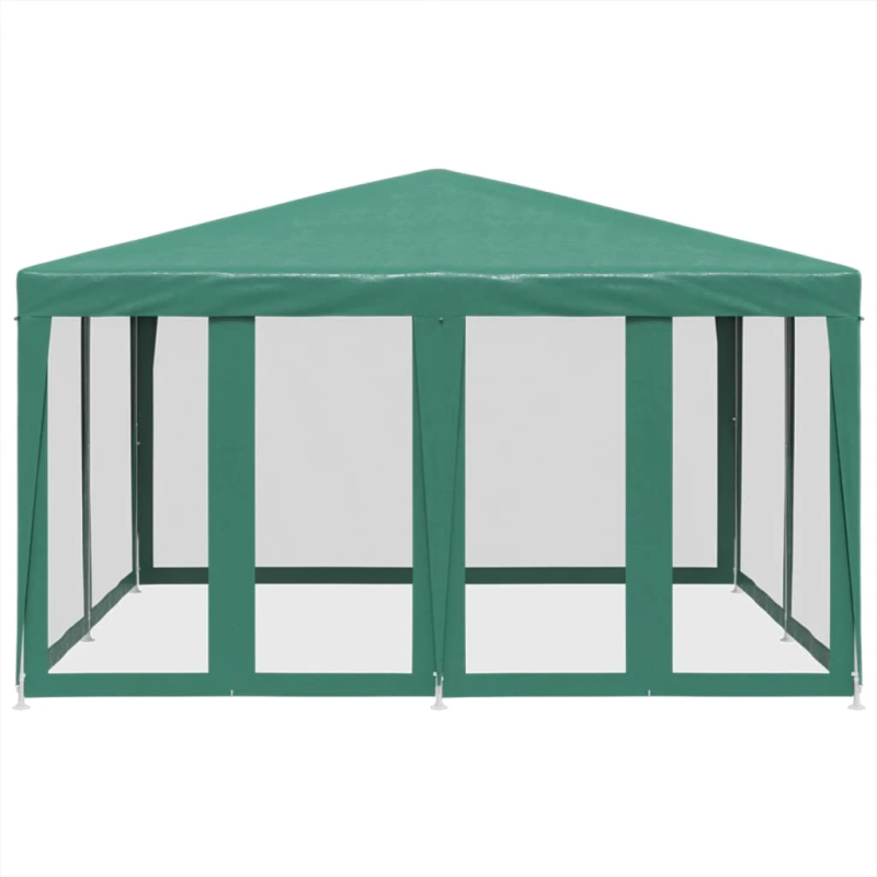 vidaXL svinību telts, ar 8 sieta sienām, 4x4 m, zaļa, HDPE