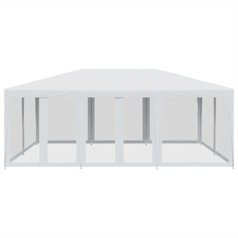 vidaXL svinību telts, ar 10 sieta sienām, 6x4 m, balta, HDPE