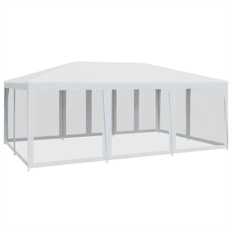 vidaXL svinību telts, ar 10 sieta sienām, 6x4 m, balta, HDPE