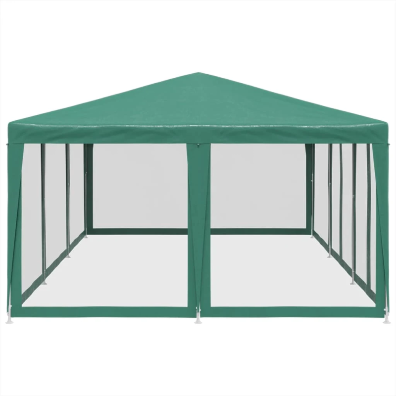 vidaXL svinību telts, ar 10 sieta sienām, 6x4 m, zaļa, HDPE