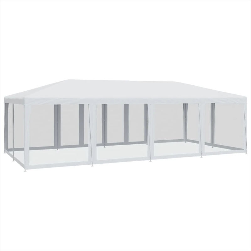 vidaXL svinību telts, ar 12 sieta sienām, 8x4 m, balta, HDPE