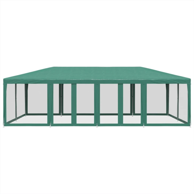 vidaXL svinību telts, ar 12 sieta sienām, 8x4 m, zaļa, HDPE