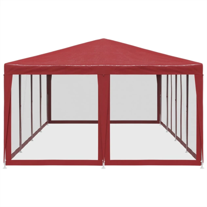 vidaXL svinību telts, ar 12 sieta sienām, 8x4 m, sarkana, HDPE