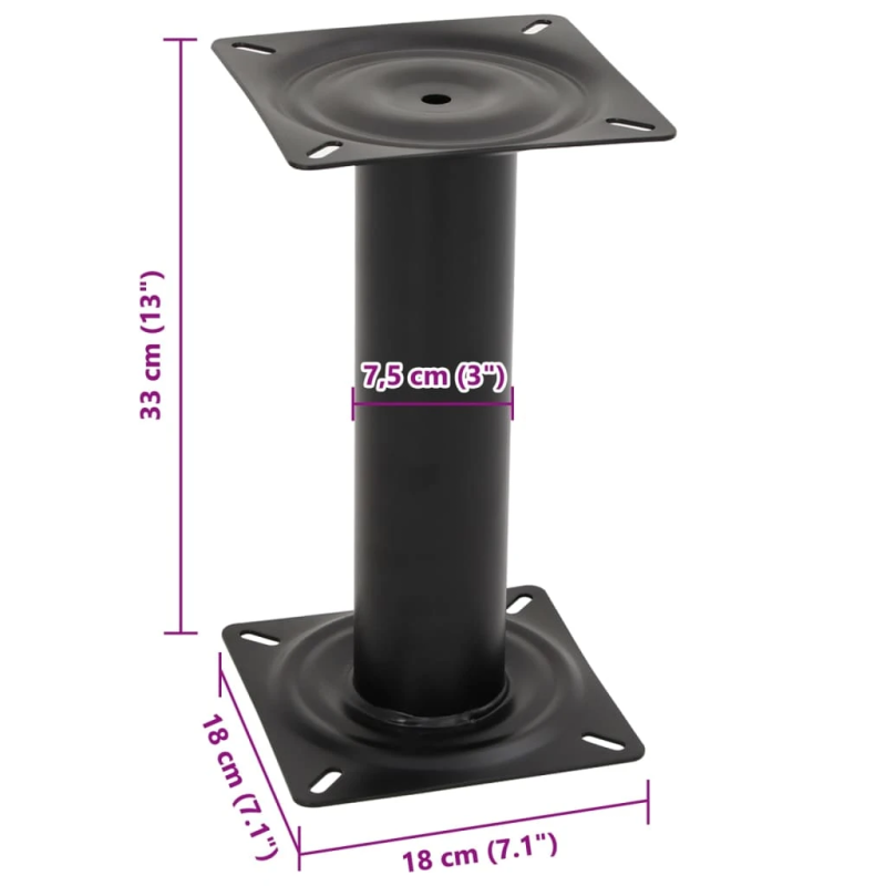 vidaXL laivas sēdekļa pamatne, melna, 33 cm, tērauds