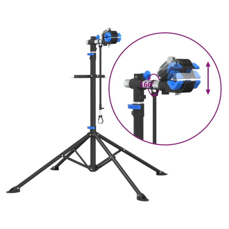 vidaXL velosipēdu remonta statīvs, salokāms, 108-188 cm zils tērauds