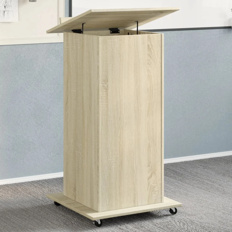 vidaXL lektora galds ar riteņiem un atvilktni, ozola, 55x55x107 cm