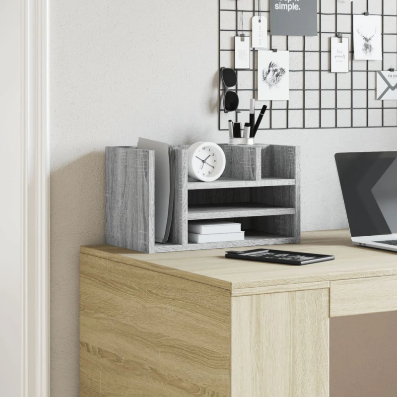vidaXL rakstāmgalda organizators, pelēka ozola, 44,5x24x25 cm, koks