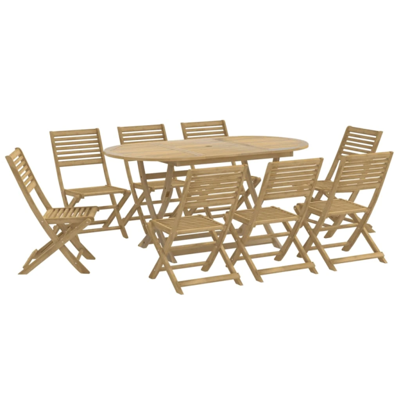 vidaXL 9-daļīgs dārza mēbeļu komplekts, akācijas masīvkoks