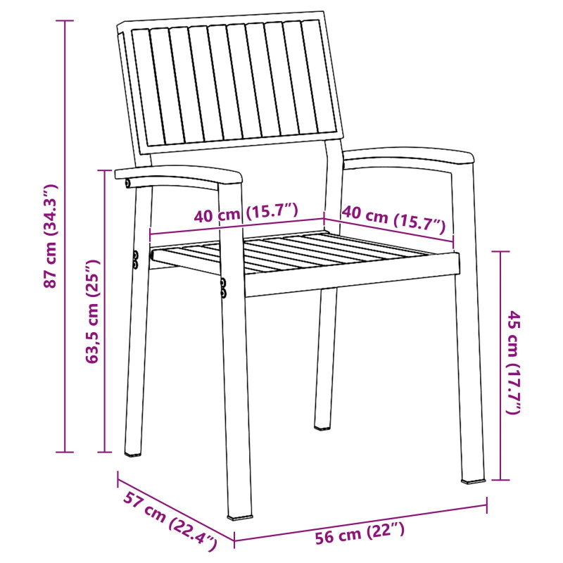 vidaXL Saliekamā krēsls 8 pcs Brūna 56 x 57 x 87 cm