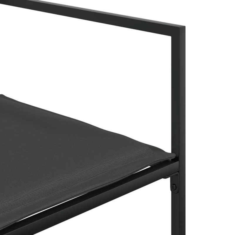 vidaXL 11-daļīgs dārza mēbeļu komplekts ar matračiem, melns tekstilēns