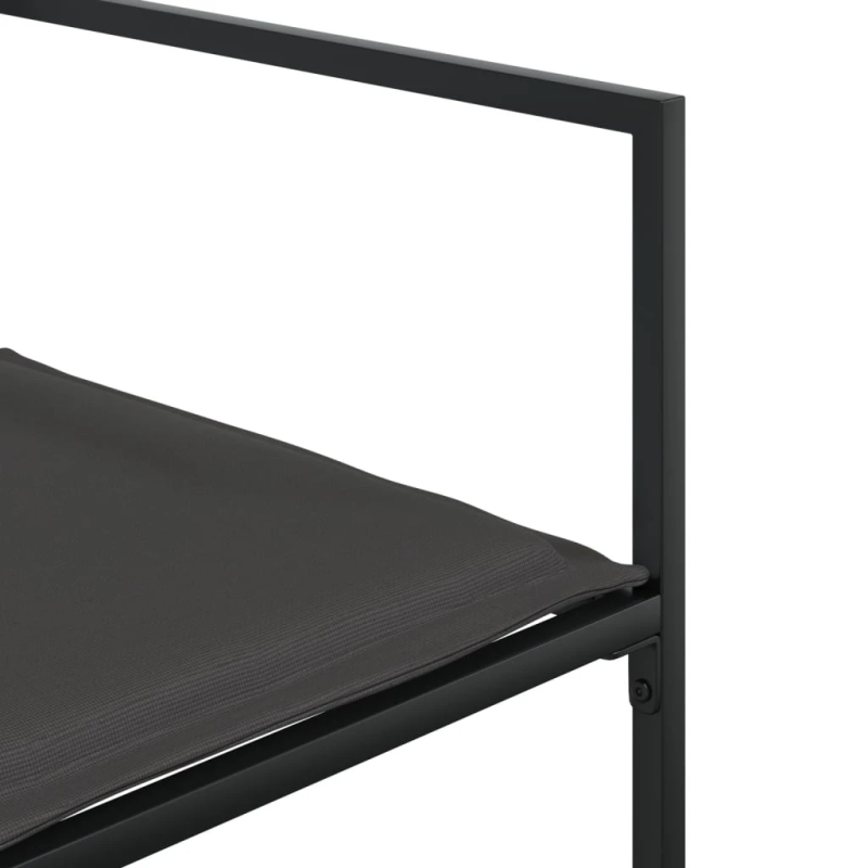 vidaXL 15-daļīgs dārza mēbeļu komplekts ar matračiem, melns tekstilēns