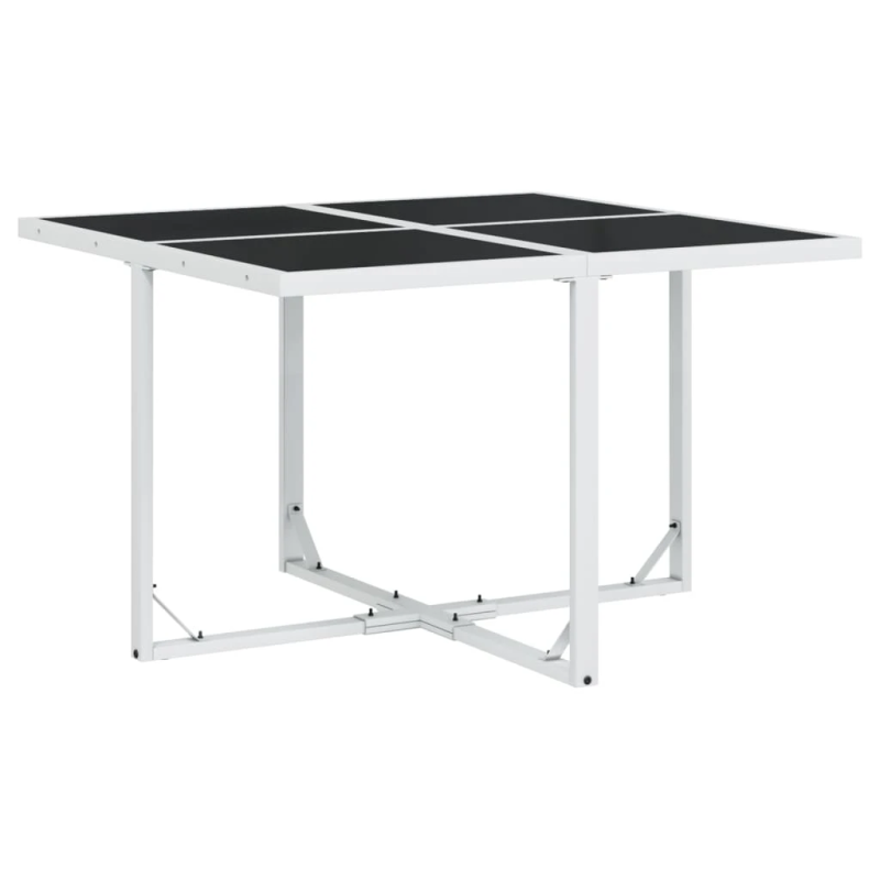 vidaXL 9-daļīgs dārza mēbeļu komplekts ar matračiem, balts tekstilēns