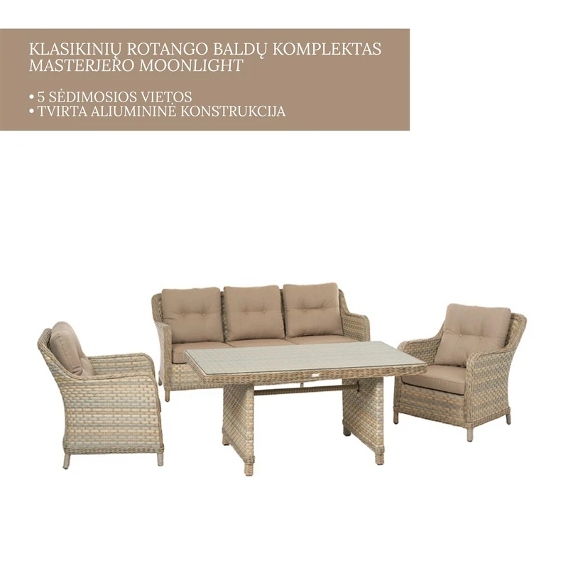 Lauko baldų komplektas Domoletti Moonlight. rudas. 5 vietų