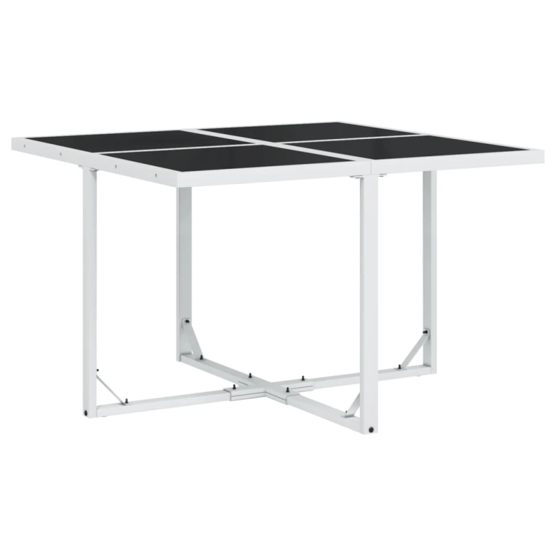 vidaXL 9-daļīgs dārza mēbeļu komplekts ar matračiem, balts tekstilēns