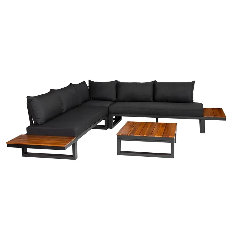 Outdoor furniture set black-wood 5 seat