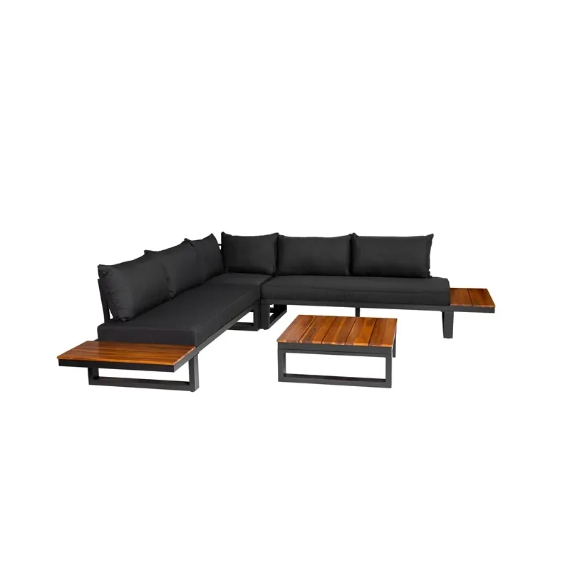 Outdoor furniture set black-wood 5 seat