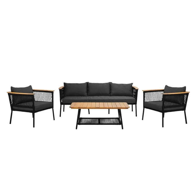 Āra mēbeļu komplekts Domoletti Elegance, melns krās.-pelēks krās., 5 sēdvietas