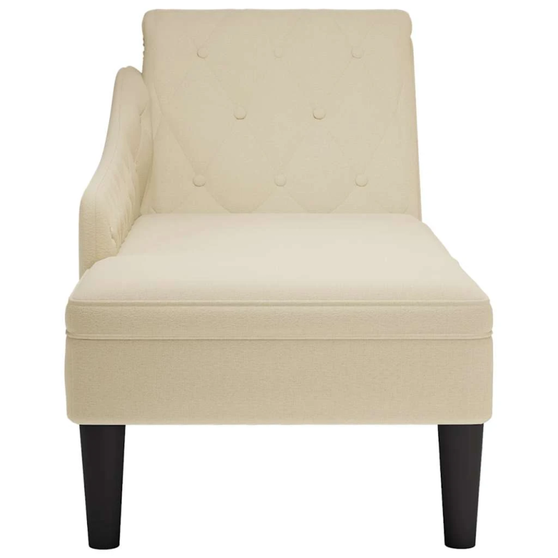 vidaXL zvilnis ar spilveniem un labo roku balstu, krēmkrāsas audums