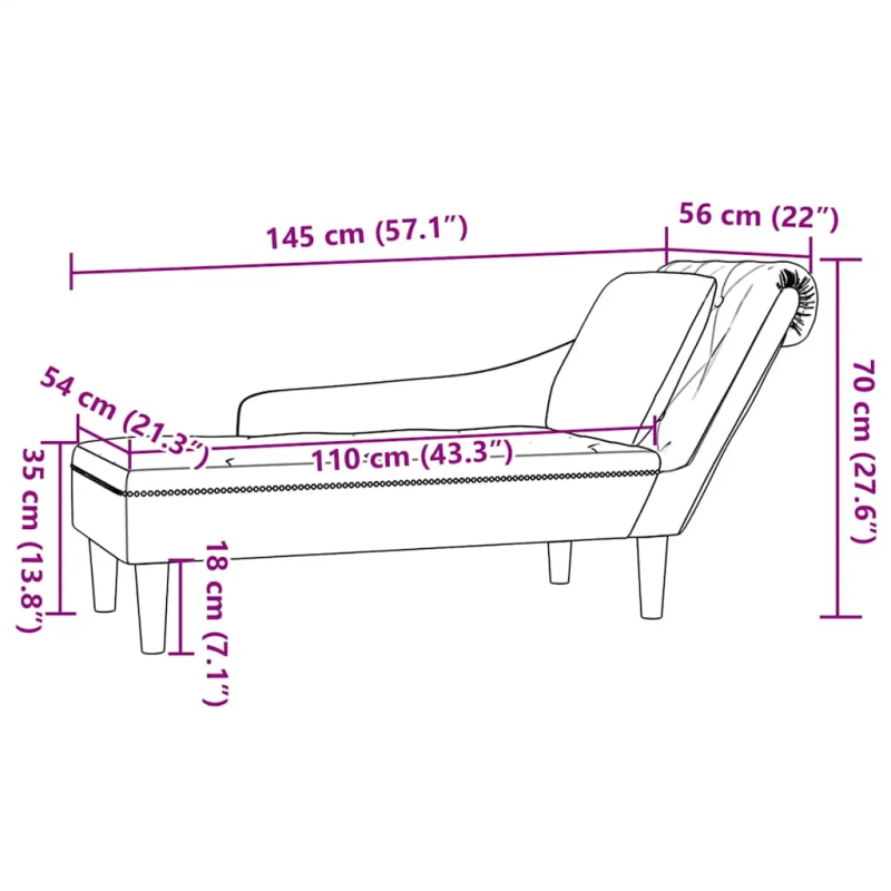vidaXL zvilnis ar spilveniem un labo roku balstu, melns samts