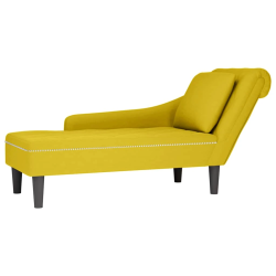 vidaXL zvilnis ar spilveniem un labo roku balstu, dzeltens samts