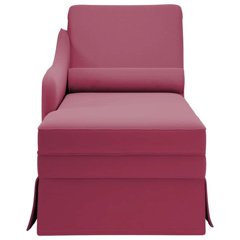 vidaXL zvilnis ar polsteris un labo roku balstu, vīnsarkans samts