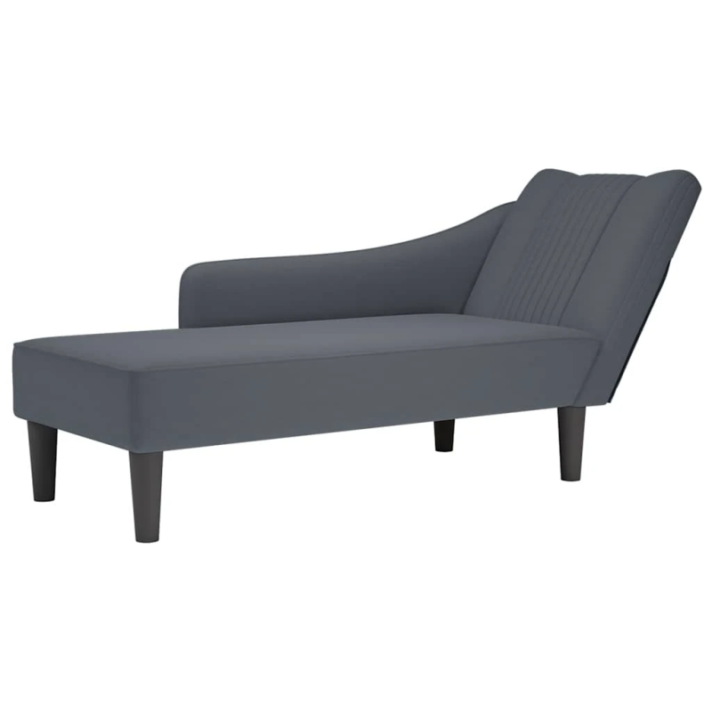 vidaXL Chaise Lounge ar labo roku balstu tumši pelēka samta