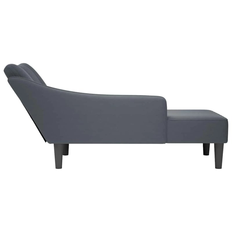 vidaXL Chaise Lounge ar labo roku balstu tumši pelēka samta