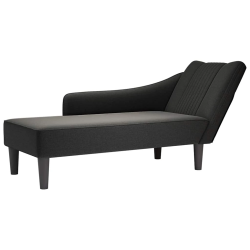 vidaXL Chaise Lounge ar labo roku balstu melnu audumu