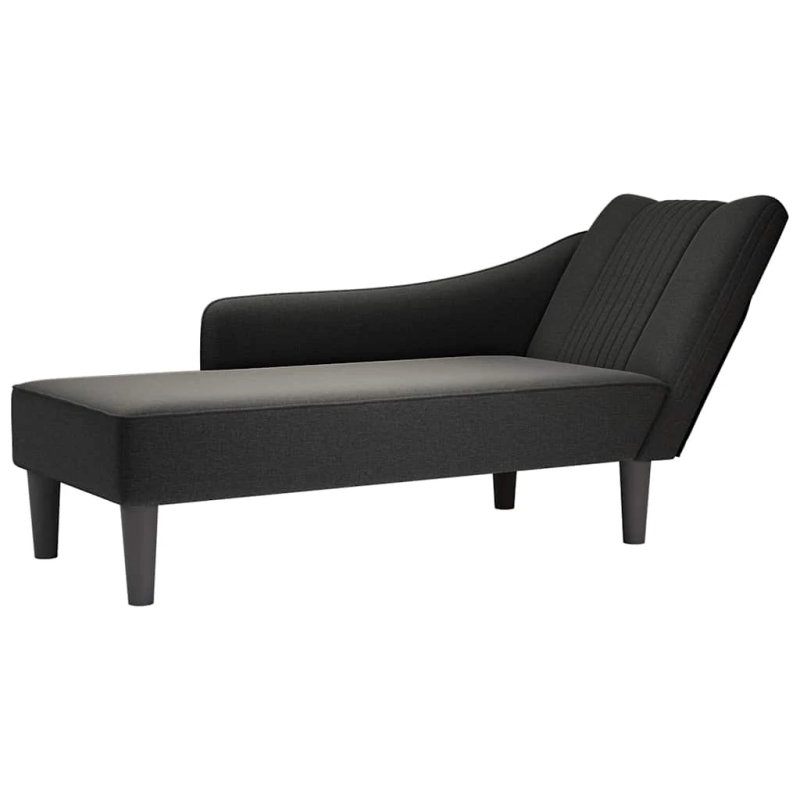 vidaXL Chaise Lounge ar labo roku balstu melnu audumu