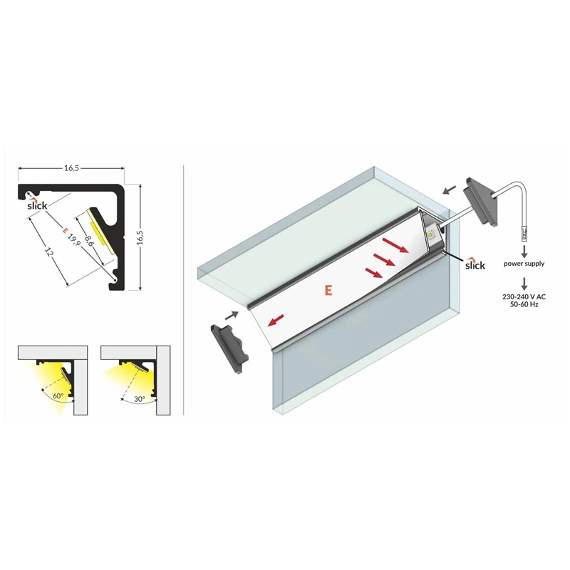 Profils komplekts cabi12 anod 2000 leņķa