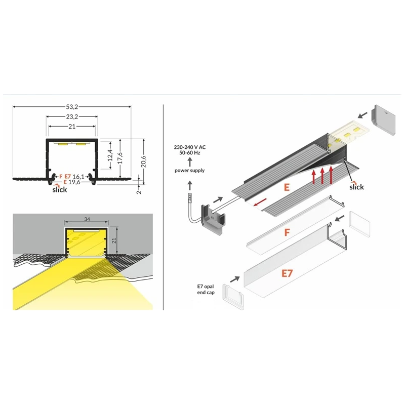 Profils komplekts linea-in20 anod 2000