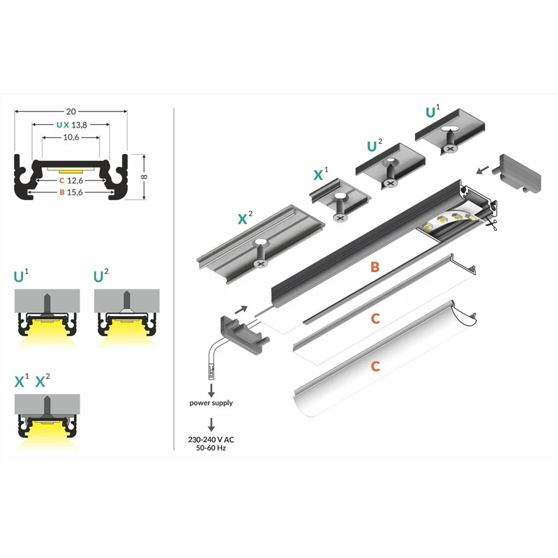 Profils komplekts surface10 melns 2000