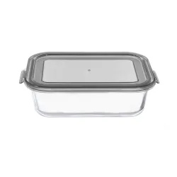 Container food rectan glass w lid 0.65l