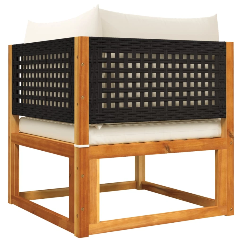 vidaXL trīsdaļīgs dārza dīvānu komplekts ar spilveniem, akācija un rotangpalma