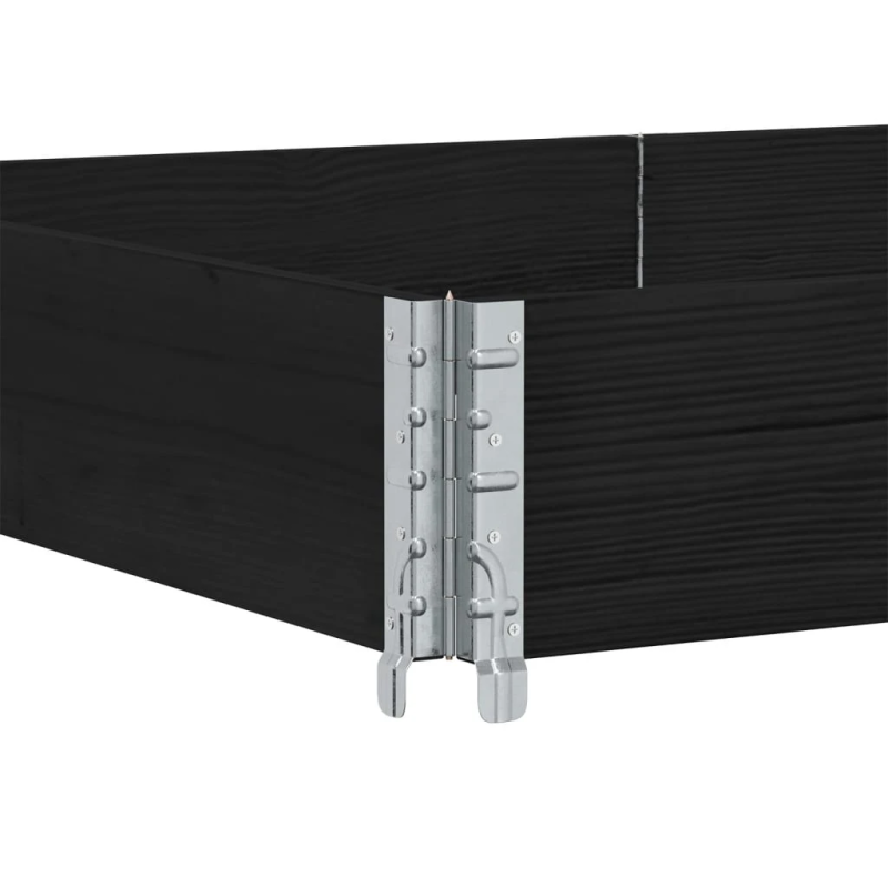 vidaXL dārza puķu kaste, melna, 150x100 cm, priedes masīvkoks