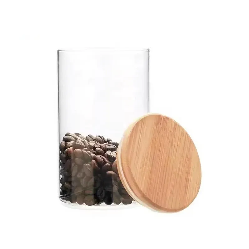 Jar storage round glas w bambo lid 1.1l