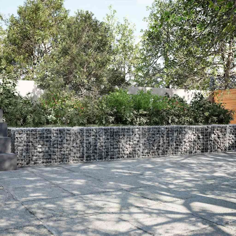 vidaXL gabiona grozs ar vāku, 700x50x50 cm, cinkota dzelzs