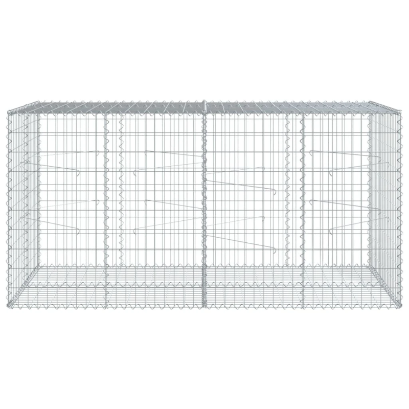 vidaXL gabiona grozs ar vāku, 200x100x100 cm, cinkota dzelzs